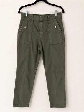 White House Black Market Pret-A-Jet Olive Utility Cargo Pants High Rise Size 4